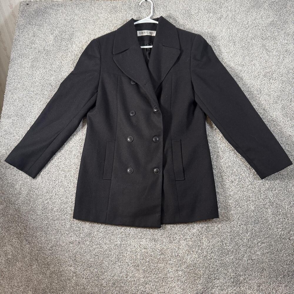 Vtg 80s 90s Amanda Smith Pea Coat 8 Wool Double Breasted Classic Tailored Preppy